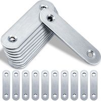 Pack of 20 flat connectors - 60 × 15.5 × 1.75 mm - Stainless steel flat connector - Metal perforated plate - Flat angle for connector - Stainless steel connection plate