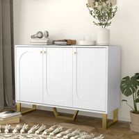 Buffet de salon avec placard à portes et étagère réglable, 106.5x35x77.5cm, blanc