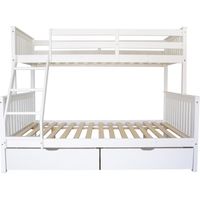 Litera triple + 2 cajones madera blanca 135x190/90x190cm