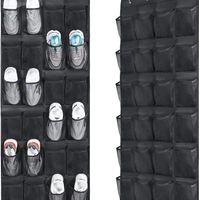 Scarpiera sospesa dietro la porta - Organizer per ripiani con 24 tasche, tessuto di lino nero