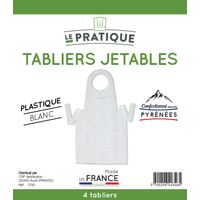 10 Lot 4 Tabliers Jetables Pe Blanc 120 X 70 Cm - Le Pratique