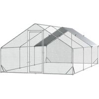 Pollaio da Giardino con Telaio Zincato, Copertura Impermeabile e Rete Esagonale 3x6x2m Argento