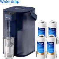 Waterdrop Instant Electric Water Filter Jug, 3.5 L 3 Month Water Filter, Outdoor Drinking Water System, Reduces Chlorine, Lead, Mercury, PFAS, PFOA/PFOS, Blue (With 4 Litre Filters)