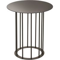 Tavolino tondo D45 cm con base in metallo Nero e piano in vetro Fume' MUTE