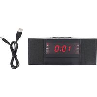 Reloj despertador digital LED AM/FM con zumbador, función de repetición de alarma y temporizador de apagado automático con carga USB.