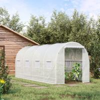 Serre de jardin tunnel 5x2x2m avec structure en acier et toile en polyéthylène blanc