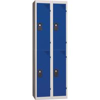 PROVOST - Vestiaire multicases monobloc Provost - 2 colonnes × 2 cases en acier bleu