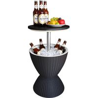 Outdoor Cooler Side Table, 30L Rattan, Adjustable Top