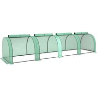 Outsunny invernadero pequeño 400x100x80 cm con 4 ventanas enrollables cubierta pe 140g/m² marco de acero para cultivos plantas flores verde