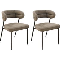 Lot de 2 Chaises en Tissu Intérieures Design AKANTE Londres Twill Beige 4 Pieds en Acier Laqué Noir Mat - CH142BG