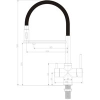 Rubinetto da cucina con Doccetta in gomma Shurity 460 4 vie 3/8” Cromo/Nero