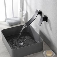 SUMERAIN Mitigeur de Lavabo Mural noir, Robinet Salle Bain en cascade avec deux trous