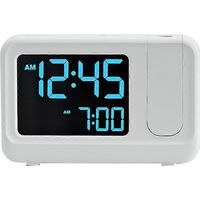 Réveil numérique multifonctionnel à projection, horloge électronique LCD simple, réveil de chevet, réveil silencieux, blanc.