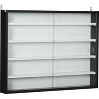 5-Tier Wall Display Shelf Unit Cabinet w/ 4 Adjustable Shelves Glass Doors Home Office Ornaments 60x80cm Black/White