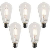 Set of 5 E27 LED Filament Bulbs ST64 Clear 4W 470 lm 2700K