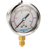 Profec Manometer 0 - 0,6 bar, Glyzeringefüllt, Ø 63 mm, 1/4 Zoll Anschluss nach unten Radial, Überdruck-Manometer