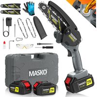 MASKO® Mini motosierra con batería 8000mAh Motosierra eléctrica de mano con 2 baterías 4000mAh para tijeras de jardín / tijeras para ramas / corte de madera motosierra 800W sistema automático de ace