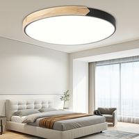 Jiubiaz Plafoniera LED Legno Dimmerabile 96W 60cm Nera con Telecomando 3000K-6000K Lampada da Soffitto Rotonda