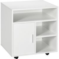 Mueble con Ruedas Armario de Oficina Multifuncional con Estantes con Amplio Espacio de Almacenaje 60x50x65,5 cm Blanco