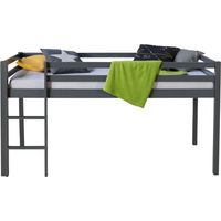 Letto a soppalco in legno grigio scuro per bambini