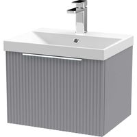 Hudson Reed Fluted Wall Hung 1-Drawer Vanity Unit with Basin 3 500mm Wide - Satin Grey