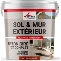 BETON CIRÉ: KIT KUNSTHARZ-BETONBESCHICHTUNG FÜR DRAUSSEN - Böden, Wände, Terrassen, Balkone, Treppen - Goyaven-Rot - 5 m²-Kit (2 Schichten)
