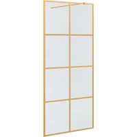 vidaXL Mur de Douche à L'Italienne Doré 90 x 195 cm verre trempé