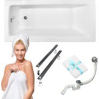 Bañera rectangular Besco Talia 100x70 con sifón y patas cromadas.