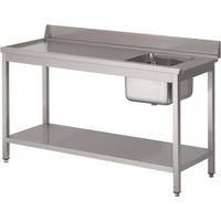 Table d'entrée lave-vaisselle inox avec bac à droite dosseret et tablette inférieure - Gastro M