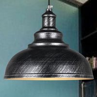 Industrielle Vintage-Pendelleuchte, E27-Retro-Deckenleuchte aus Metall, für Küche, Esszimmer, Wohnzimmer, Restaurant, Durchmesser 29 cm (Silberfarbe)