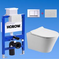 HOROW 82cm Vorwandelement Toilette Set, Unterputz Spülkasten und Wand WC mit weiß runde betätigungsplatte