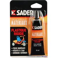 Colle plastique rigide 55 ml – Prise rapide pour PVC et ABS – Résistance -20°C à +60°C – Pour réparations durables – Sader