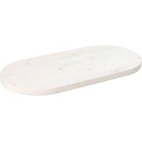 vidaXL Dessus de table blanc 60x30x2,5 cm bois de pin massif ovale