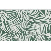 Alfombra Reversible 152x243 cm con Patrón de Hojas para Terraza Balcón Patio Camping Playa Verde Oscuro y Blanco