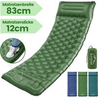 Isomatte selbstaufblasend Olivgrün,Camping Luftmatratze Matratze Fußpumpe Campingmatte