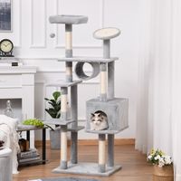 165 cm hoher Säulen-Katzenbaum mit Kratzbaum und Schlafbereichen für Kätzchen und ausgewachsene Katzen bis 4,5 kg, grau, 60 x 50 x 165 cm