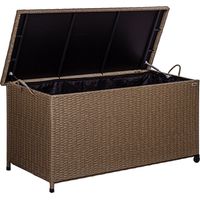 STILISTA® Polyrattan Auflagenbox 122 x 62 x 56 cm Deckel mit Hubautomatik, Innenplane, Räder und Tragegriffe, 4 Farben, Farbauswahl: Creme