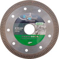 Diamwood – Disque diamant 125 mm RAZOR – Alésage 22,23 mm – Jante turbo 10 mm pour coupe nette sur grès cérame, granite, marbre, carrelage