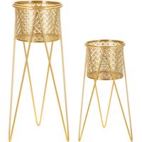 Metall-Blumenständer NAT, 2er-Set, gold, 21x20x46 und 18x18x32 cm
