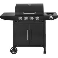Barbacoa de gas "Feria 5" - 5 fuegos incluido 1 lateral - 14,5 kW - Negro