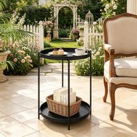 Table basse chic ronde avec rangement, élégante table d'appoint et table de chevet – support pour plantes