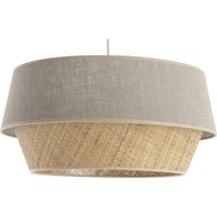 Suspension design bi-matière en lin grège et rabane naturelle D45 cm SENSA