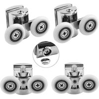 Lot de 4 roulettes doubles 23 mm Alliage de zinc Roulement en acier inoxydable Pour porte de douche coulissante