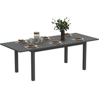 Gartentisch Erweitert Aluminium 160/220x90 cm Wetterfest Balkontisch, rutschfest Buffettisch Grau