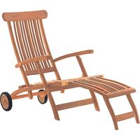 deVries Deckchair FLORES aus Teakholz Premium Gartenliege mit Rädern 61x155x98cm