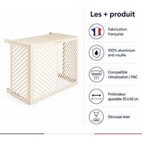 Climask - cache climatiseur Végétal Crème - L90 x H70 x P 50-60 -Made in France
