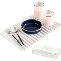 Tappetino scolapiatti in silicone, tappetino scolapiatti pieghevole migliorato, antiscivolo e resistente al calore, ideale per lavelli da cucina, 40 x 25 cm (bianco)