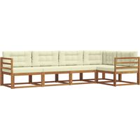 vidaXL Outdoor Sofa Set with Cushion 5 pcs Natural and Cream