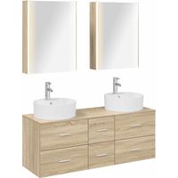Badezimmermöbel-Set 5 stk. Sonoma-Eiche Ingenieurholz und Glas vidaXL