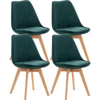 CLP – Set de 4 chaises Linares en velours – Assise rembourrée – Piétement en bois de hêtre – Hauteur d'assise 46 cm – Capacité 115 kg